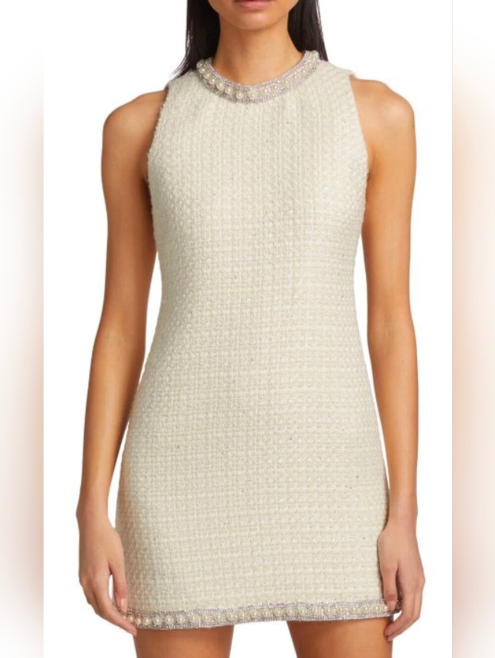 Alice + Olivia Coley Embellished Tweed Mini Dress - Size 0